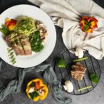 달라진 식단 트렌드, 꾸준한 실천이 건강을 만든다 a white plate topped with meat and veggies